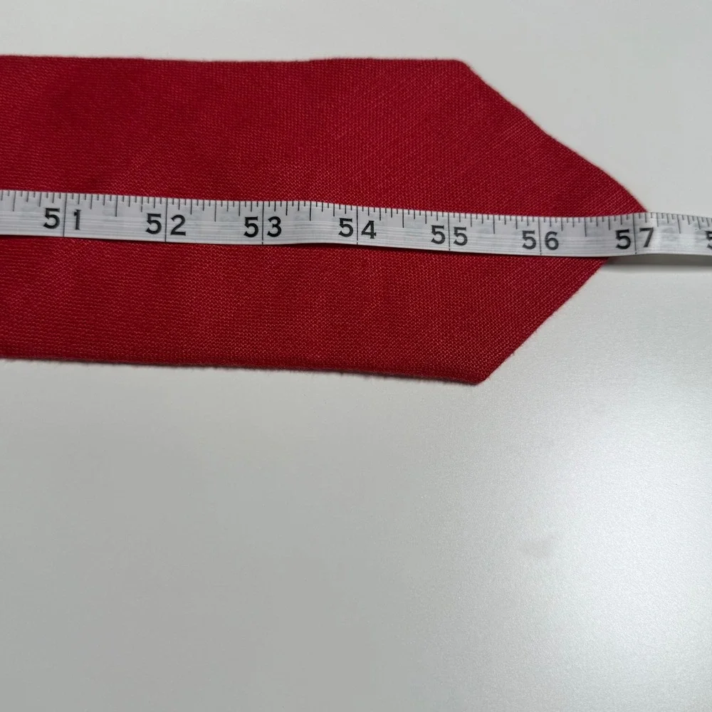 Brooks Brothers Tie Mens Red 100% Linen Solid Woven Made in USA Necktie